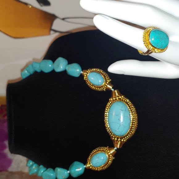 Metropolitan Museum of Art Tibetan Amulet Necklace and ring set; ring size 7 - Picture 2 of 16